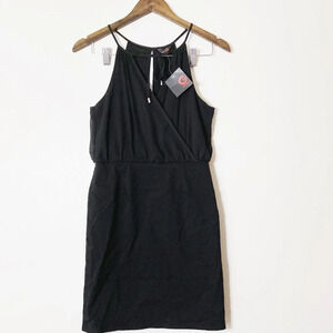 Guess Mamie Halter Dress Small Chic Minimalist Black Zipper Back Elegant New